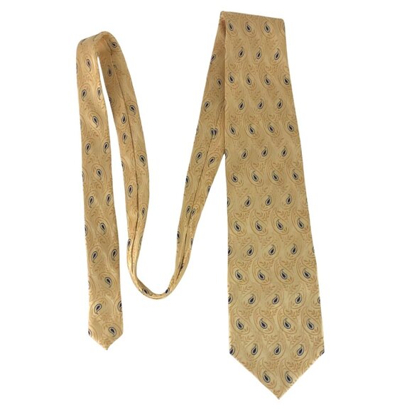 Bill Blass 100% Silk Mens Tie Necktie Multicolor Paisley Tan Blue Vintage - Picture 7 of 7